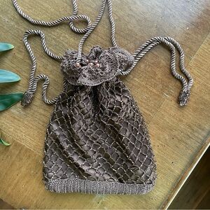 Vintage Knot Knots Sharmark Beaded Mesh Drawstring Bag